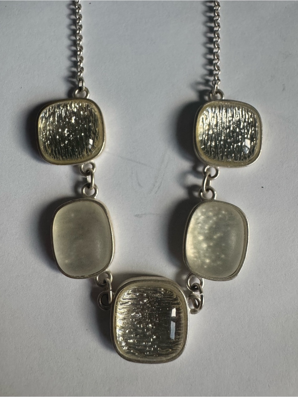 Vintage Avon "Crystal Impressions" Line mid-1980's Silver Tone Geometric